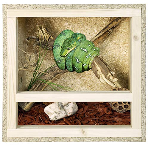 REPITERRA Terrarium für Reptilien & Amphibien, Holzterrarium mit Seitenbelüftung 40x40x40cm