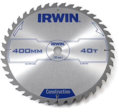 IRWIN IRW1897347 400 x 30mm 40-Teeth Circular Saw Blade with ATB Tooth Grind, Silver,Various