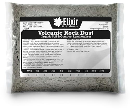 Elixir Gardens | Volcanic Rock Dust | Organic Fertiliser/Re-Mineraliser & Compost Activator | 500g-25kg | Soil Carbon Capture | 500g | Treats 1sqm