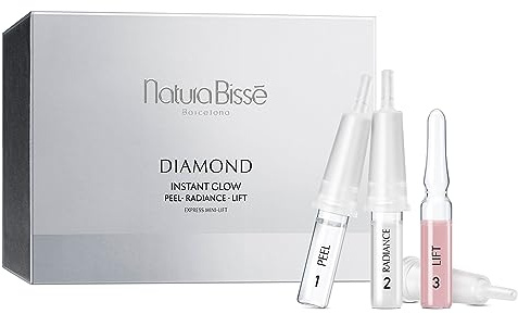 Natura Bissé Diamond Instant Glow | Gesichtsampullen Perfekte Haut | Peel, Strahlkraft und Lifting | 4 Behandlungen x 3 Ampullen