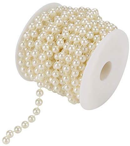 Set da 10 m di ghirlande di perline con catena di perle natalizie per decorazioni natalizie Centrotavola per decorazioni di nozze, 8 mm (Beige)