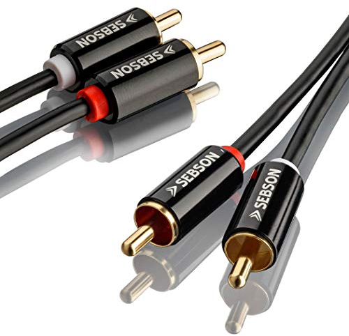 SEBSON Cinch Audio Kabel 3m, 2 zu 2 Cinch Stecker RCA, AUX Audio Kabel für Stereoanlagen, Verstärker, Heimkino und HiFi Anlagen