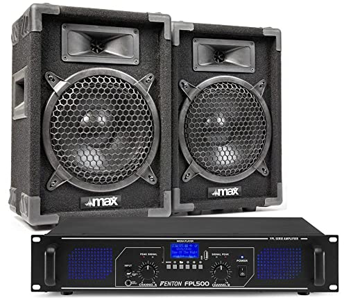 MAX8 Kit Sono DJ et Amplificateur Bluetooth 800W - Idéal pour Les DJs Mobiles et Animer Vos Soirées