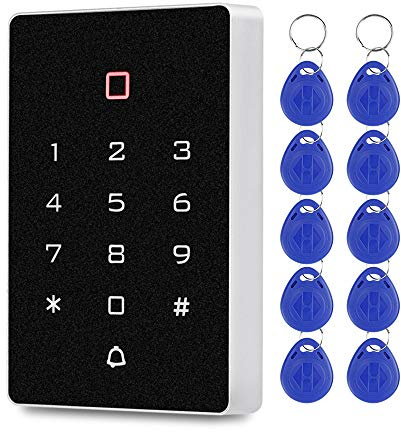 FTSTech 125KHz ID Standalone-Tastatur mit Wiegand-Schnittstelle RFID-Lesegerät für das Zugangssicherheits-Apartment-Sicherheitssystem mit 10-teiligen blauen Schlüsselanhängern