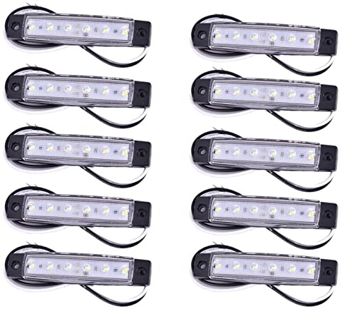 Loveyes 10pcs 12V Side Marker Lights, 6SMD LED Lamps,Front Rear Light Position for Truck Trailer Lorry Cab Bus Boat Tractor Motorhome Tail,Turn Signal Truck Bus Trailer Car SUV Boat Camper (White)