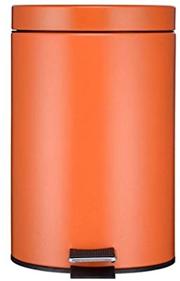 QYRKYP Poubelle de Couleur Unie, Poubelle Ronde de Cuisine de Salon Multifonctionnelle Poubelle À Pédale Créative Chambre Poubelle Silencieuse Poubelles Intérieures/Extérieures,Orange,12L
