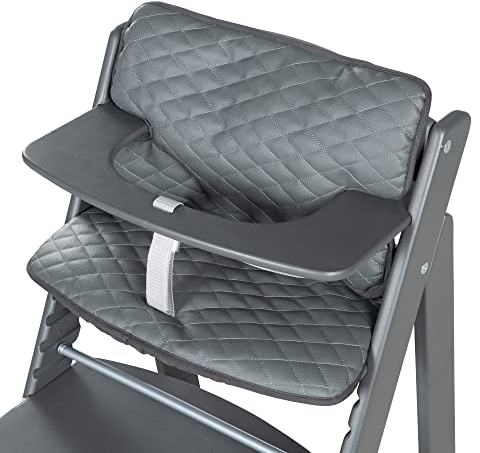 roba Sitzverkleinerer Sit Up Luxe - 2-teilige Hochstuhleinlage Graphite gesteppt - Sitzkissen Sit Up Treppenhochstühle - Anthrazit