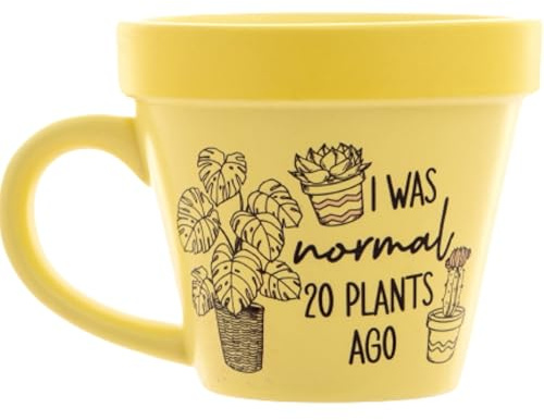 Boxer Gifts '20 Plants Ago' Plant-a-Holic Mug | Fun Plant-Pot Shaped Novelty Mug | Great Gift for Her, Yellow