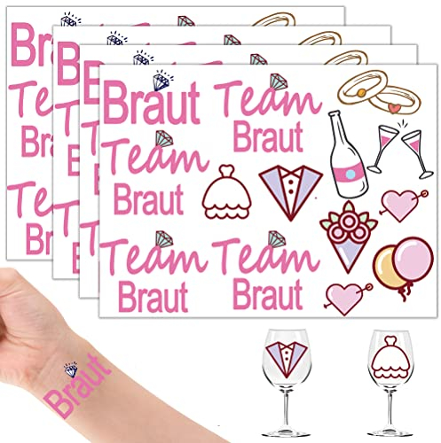 Team Bride Tattoos Temporäre Tattoos für Bachelorette Partydeko Junggesellinnenabschied Accessoires JGA Frauen Hochzeitsdeko usw