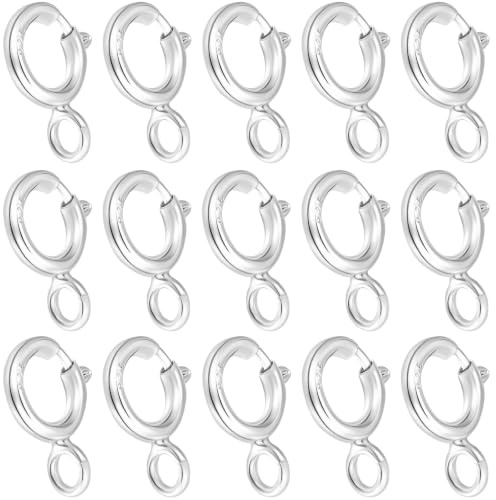 Beebeecraft 1 Box 20 Stück Federringverschlüsse 925 Federschmuckverschlüsse Aus Sterlingsilber 7 mm Runde Verschlüsse Verbinder Für Halsketten Armbänder Schmuckherstellung