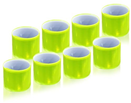 Awroutdoor 8PCS Reflektorbänder Schnapparmbänder, Reflektoren Kinder, Sicherheitsband Reflektierend Für Schulranzen, Schlüssel, Kinderwagen, Wandern, Jogger Und Radfahrer