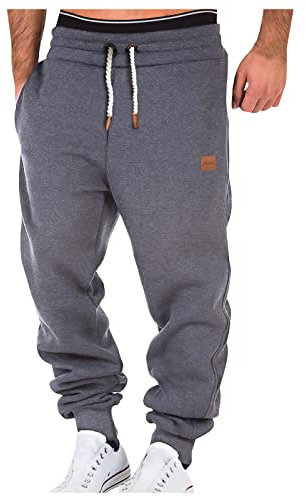 KONG JIMFAN Chino Hose Herren Sports Hosen Winter Warm Jogger Trainingshose Herren Sweatpants Herren Jogginghose Mit Kordelzug Pants Herren Jogger Laufhosen Modern Tracksuit(Dunkelgrau,3XL)