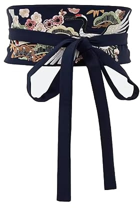 Inzegao Cintura obi giapponese da donna per vestaglia kimono Yukata, ampia fascia floreale avvolgente con cintura in vita, Etichettalia unica
