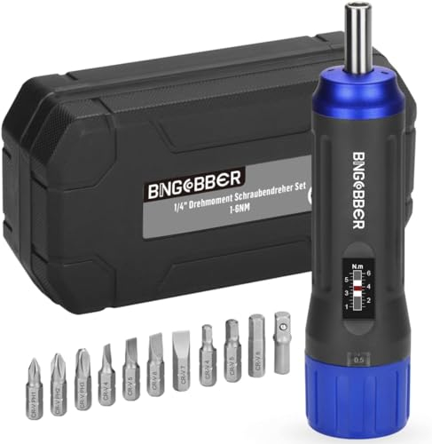 BINGCOBBER Clé tournevis dynamométrique 1-6 Nm Jeu de clés dynamométriques pour la réparation de vélo avec porte-embouts