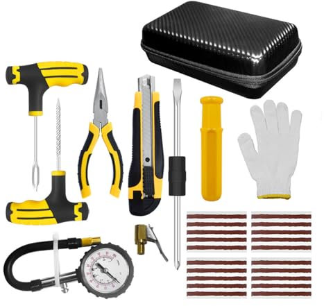 Reifenreparaturset Auto Reifen Reparaturset, Tubeless Notfall Autoreifen Reparaturset Flickzeug als Pannenhilfe für Reifenreparatur (14pcs)