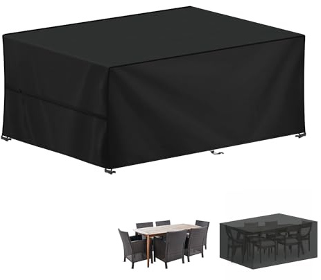 LAMUNI Trädgårdsbordsöverdrag 220x100x75cm Utomhus Bordsskydd Vattentätt Överdrag för trädgårdsbord 420D Oxfordtyg Skyddsöverdrag Utemöbler Vindtät Överdrag för Trädgårdsmöbler