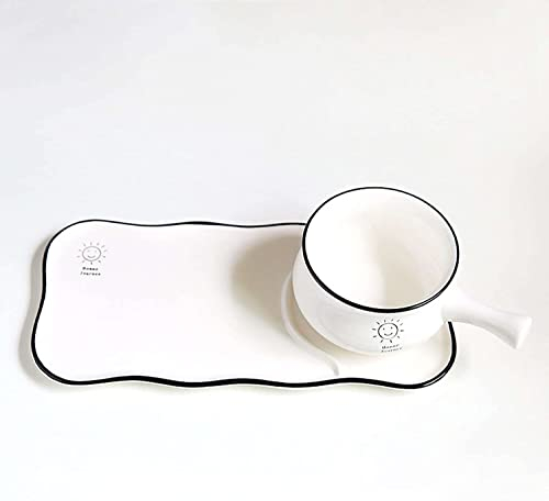 OUSIKA Plato de cena, plato for servir, tazones de sopa, taza de sopa con asas, juego de platos de desayuno de cerámica for desayuno, sándwich, sopa, café, cereales, tazones for servir, color rosa Pla