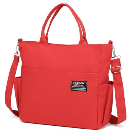 Afashor Damen Canvas Tote Bag Fashion Crossbody Handtasche Große Kapazität Travel Satchel, Rot/Ausflug, einfarbig (Getaway Solids), Einheitsgröße