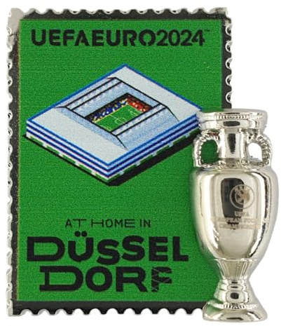 UEFA AMBALLCOM | Miniaturnachbildung Euro 2024 Cups | Anhänger der Gastgeberstadt | 23x31mm | Papierkarte | Geschenk für Fußballfans (Dusseldorf)