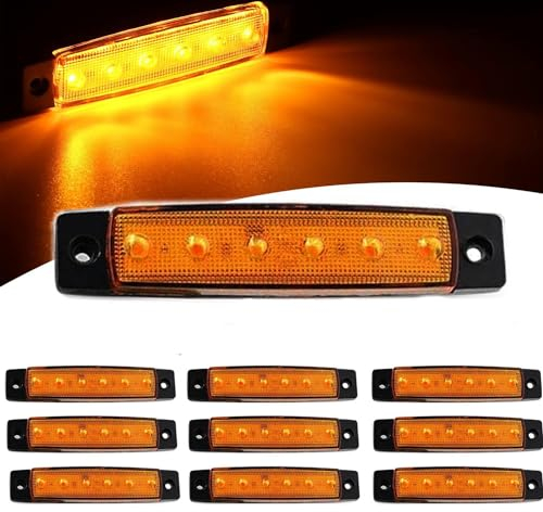 VISSQH 10 Pezzi LED Indicatori Laterali Luci,12V/24V Luci di posizione laterali indicatori, LED Laterali/Anteriore/Posteriore Indicatori,per camion rimorchi ecc(Giallo)
