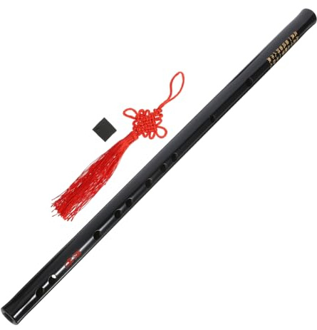 UPKOCH Schwarze Bambus Querflöte für Anfänger Traditionelles Chinesisches Musikinstrument mit Gravur und Quaste Leicht und Langlebig