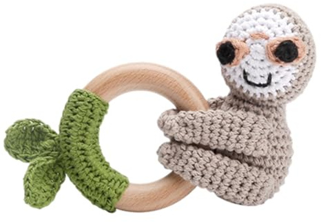 Baby-handrassel Baby Shaker Rassel Spielzeug Baby Beruhigendes Spielzeug Babyrassel Gehäkelt Greifling Baby Beißring Holz gehäkelte Baby Rassel Handmade Babyrassel Holzspielzeug Geschenk
