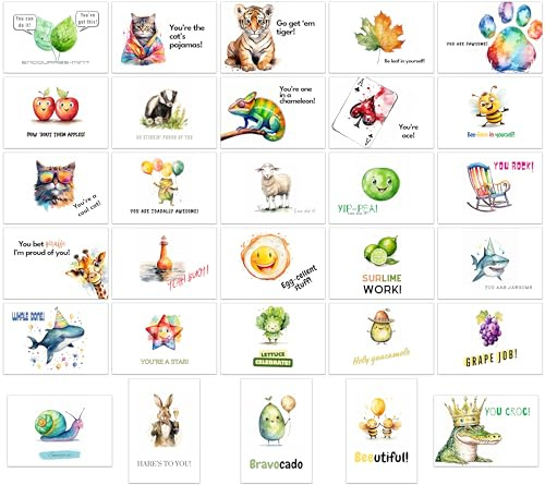 the lazy panda card company 60 Pack of Pun Postcards Encouragement Motivational Affirmations - 30 Different Designs for Children Teens Students