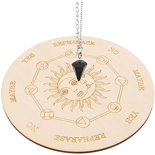 TOYANDONA 4sätze Pendelbrett Aus Holz Metaphysisches Nachrichtenbrett Für Wahrsagerei Und Pendelspiele Wicca Altar Zubehör Inklusive Pendelkette Für Spirituelle Anlässe Und Dekoration