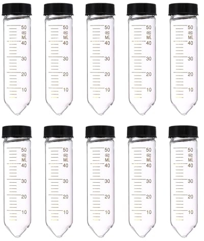 PATIKIL 50ml Tubes À Centrifuger, 10 Pcs Fioles En Verre Graduées Avec Bouchon À Vis Fond Conique Conteneur De Stockage Pour Échantillons Laboratoire Liquide