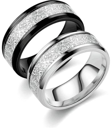 Beydodo Trauringe Edelstahl mit Gravur, Eheringe Paarpreis 8MM mit Metallfolie Freundschaftsringe Partnerringe für 2 Silber Gr.72 (22.9) + Schwarz Gr.72 (22.9)