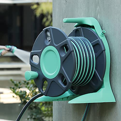 YJKKZQLB Einziehbarer Gartenschlauchaufroller mit 1/2-Zoll-Schlauch, Wandmontage/tragbare Schlauchaufrollerhalterung (15 m Schlauchaufroller-Set)