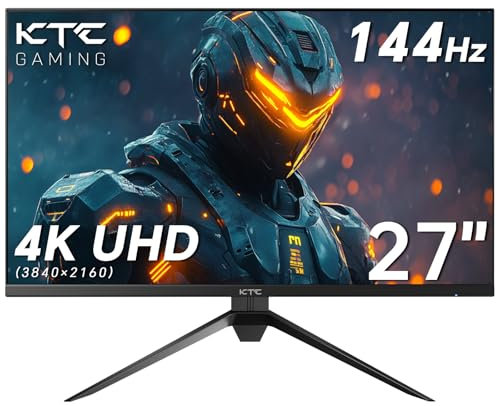 KTC 27 inch 4K 144Hz Gaming Monitor, UHD 3840 x 2160 IPS Computer PC Monitor, FreeSync & G-Sync, HDR Support, 134% sRGB, HDMI/DisPlayPort/USB, Tilt Adjustable, VESA Mountable, H27P22