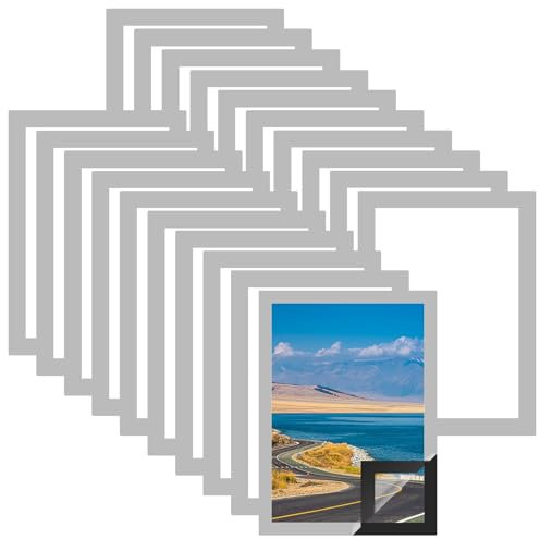 LDHHYH 20 Stück Magnetrahmen A4, 24 x 32CM Magnetrahmen A4 Info-Rahmen Selbstklebend, Magnet Bilderrahmen mit Magnetverschluss, Silber Magnetbilderrahmen für Küche Schlafzimmer Wanddekoration