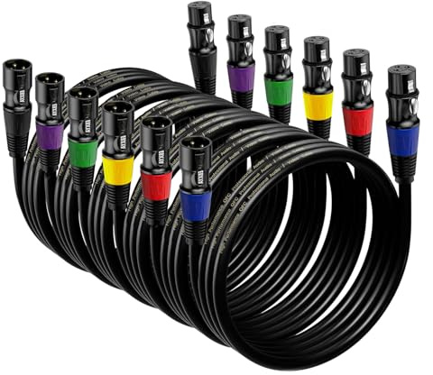 EBXYA XLR Mikrofonkabel 1m 6er-Pack für Studio & DMX | 3-polig symmetrisch, Stecker zu Buchse, mehrfarbig, abgeschirmt, robust, rauscharm