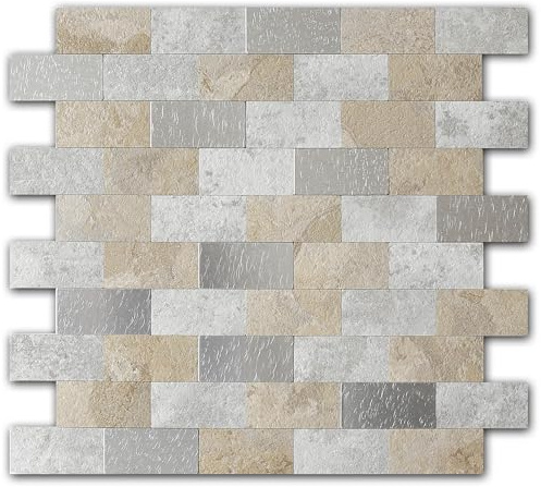 VAOVI Stick on Wall Tiles Kitchen Splashback Stone 10pcs Beige Grey