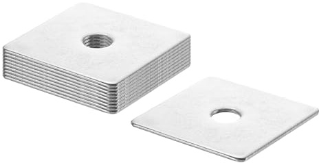 QUARKZMAN Arandela Cuadrada, M10, Placa con Orificio Redondo Acero Inoxible 304, para Reparación de Maquinaria y Construcción en Exteriores y Tornillos y Pernos, M10x50x50x2, 10Pcs
