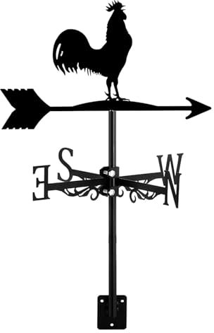 MEMEM Banderuola segnavento in Metallo a Forma di Gallo, banderuola segnavento a Forma di Gallina con Montaggio sul Tetto, Decorazione da Giardino a Forma di Gallo Fatta a Mano for Esterni.(Rooster)