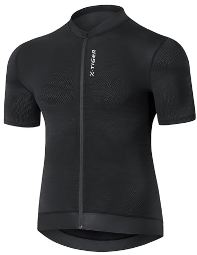 X-TIGER Maillot de Cyclisme pour Homme Manches Courtes SéChage Rapide de Tenue Cycliste VTT VêTements avec 4 Poches Courtes Respirant VéLo Jersey de Cyclisme, Tee Shirt avec Logos Réfléchissants
