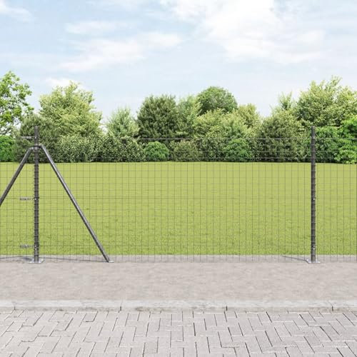 LAPOOH Fence Posts Set of 52 Grey Concrete, Metal 3.2 x 3.2 x 90 cm,Building Materials,Posts,Fence Posts,Garden Fence Posts-3350242