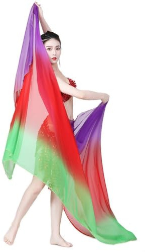 Luxylei Chiffon-handschal Zum Tanzen Für Damen, Schleier Allmählicher Farbgebung, Leichter Chiffon-Schleier Für Bauchtanz, Yoga, Indischer, Schal Für Aufführungsübungen
