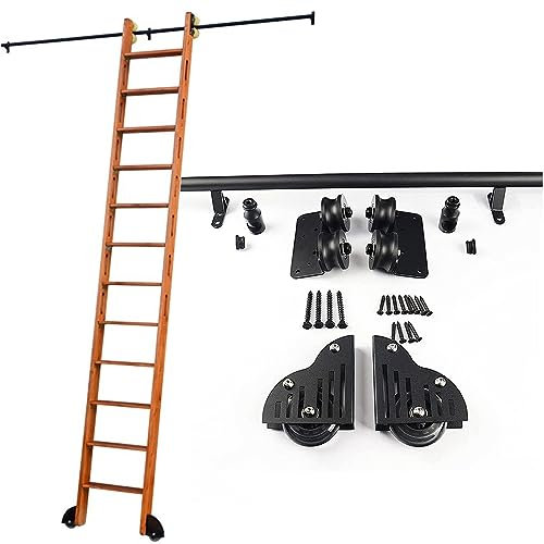Sliding Rail Set with Rolling Library Hardware 3m Round Extension Rail for Barn Doors Mobile Ladder Track System (Ladder Not Included) - Perfect for Home and Office Use