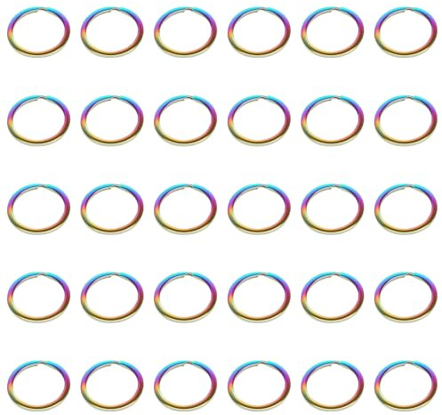 Yoicn Lth Lot de 30 anneaux acier inoxydable, anneau porte cléf éblouissant 30 mm pour organisation de clés, création de pendentifs, bricolage DIY et artisanat