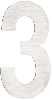 PATIKIL Numeri civici per esterni, numero 3 argento in acciaio inox, autoadesivo, moderno, numeri per cassetta postale per caselle postali residenziali, 4 x 3 cm