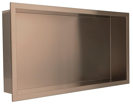 Valve Kings 600 x 300mm Brushed Bronze Shower Niche Rectangle Sleek Recessed Bathroom Wetroom Shelf Pre-Built 100% Waterproof Easy Install