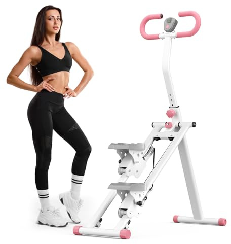 Stair Stepper for Home Gym Exercise, Compact Foldable Stair Master for Daily Cardio Workout, Stair Climber with Resistance Adjustable, Adjustable Pedals (White)