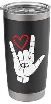 I Love You Sign Language Valentine's Day ASL Heart Stainless Steel Insulated Tumbler