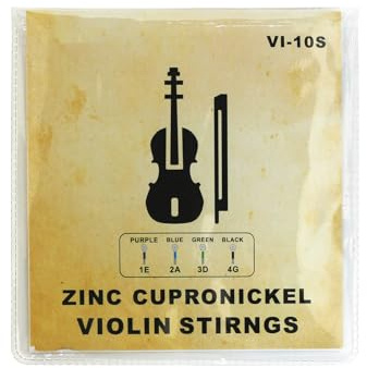 Dilwe Zinkvit Kopparlindade Violinsträngar, Kärna i Rostfritt Stål med Färgade Kuländar för 4/4 och 3/ Violiner