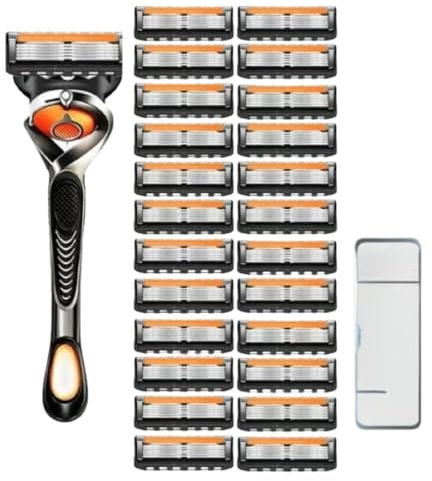 MENZORS Rasoio 5 Lame Uomo Regolabile, Lamette 5 Lame Uomo, Rasoio Manuale da Barba con Testina Mobile e Impugnatura Antiscivolo, Rasatura Precisa e Delicata
