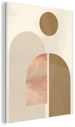 MuchoWow Glasbild Glasfoto Wandbild Bilder Deko 90x120 cm Rund - Abstrakt - Braun
