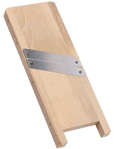 KADAX Krauthobel aus Holz, Gemüsehobel mit scharfen- Edelstahlklingen, Zwiebelhobel, Kohlhobel, Kohlreibe, Raspel, Karrotenreibe, Küchenhobel aus Holz (2 Klingen) Braun
